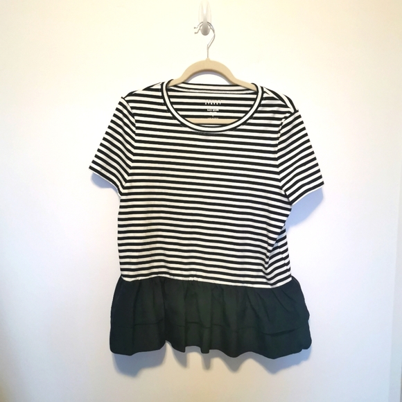 KATE SPADE BROOME STREET| Striped shirt with ruffled peplum size L - Picture 2 of 14